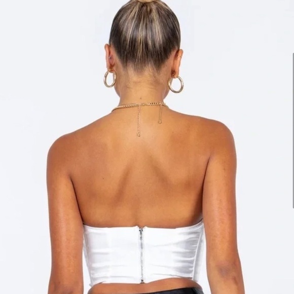 NWT Princess Polly Irvine Strapless White Satin Corset Bustier Top - Picture 2 of 4
